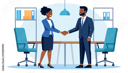 Business job interview. Vector cartoon illustration
