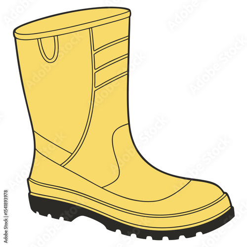 Yellow rubber boot illustration for safety gear
