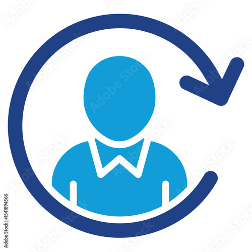 Continuous Development Glyph Dual Tone Blue Fill Silhouette Style Icon - A person within a circular arrow, symbolizing self-improvement or continuous development