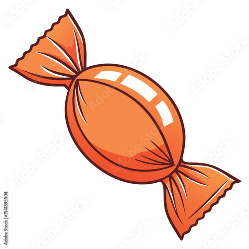 Cartoon orange candy wrapped in paper