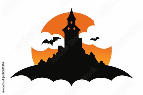 halloween pumpkin and bats