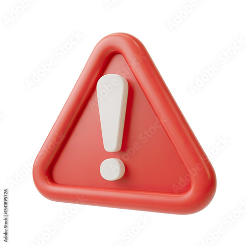 Red warning sign attention icon alert symbol caution danger exclamation mark important notification error 3d