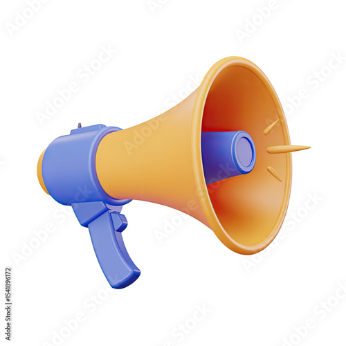 Megaphone announcement public address system communication loud speaker bullhorn promotion marketing 3d render