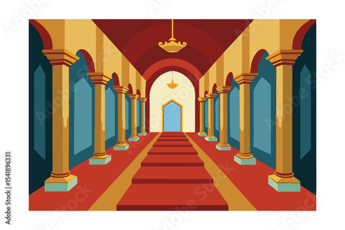 Grand Palace Hallway A Majestic Illustration of Architectural Splendor