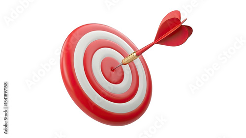 Red dart hitting bullseye target for success and achievement in business and marketing concept design