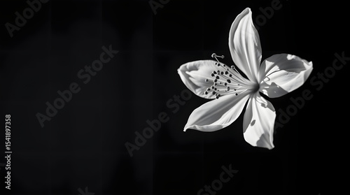 Classic black and white flower photo, high-angle perspective, dramatic lighting