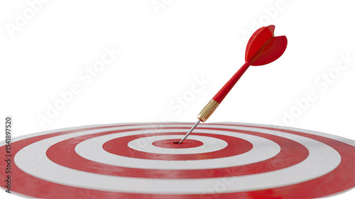 Red dart hitting the bullseye on target for success and achievement in business and marketing strategy