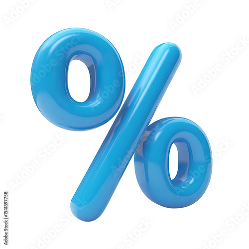 Blue percentage sign illustration for sale discount promotion and marketing materials design element render