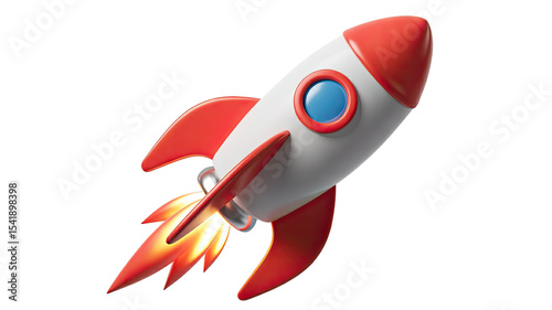 Cartoon rocket ship launch vector illustration concept for startup and business growth idea design