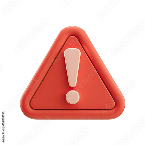 Red alert warning sign exclamation mark icon attention danger caution safety hazard problem error 3d render