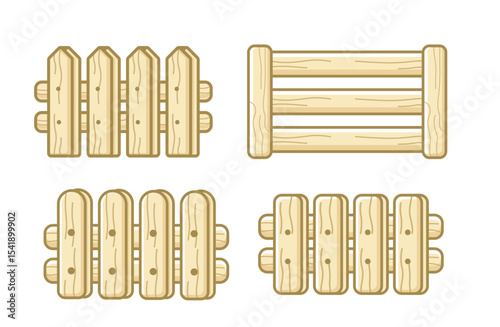 Illustration vector graphics of collection of wooden fences type perfect for background, architectural design projects, educational materials, game assets, landscaping plan, educational materials etc