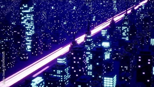 Retro 8-Bit Pixel Art City with Modern Traffic Flow - Data Visualization Loop