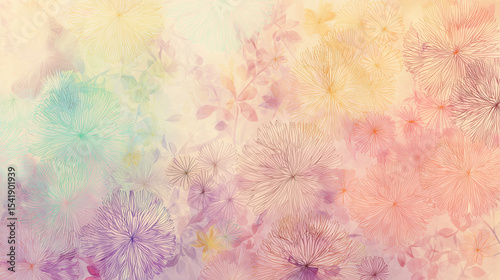 Transparent cute pastel flower background wallpaper