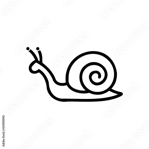 Simple Line Drawing of a Snail Shell Spiral Black and White Handmade Autumn Illustration