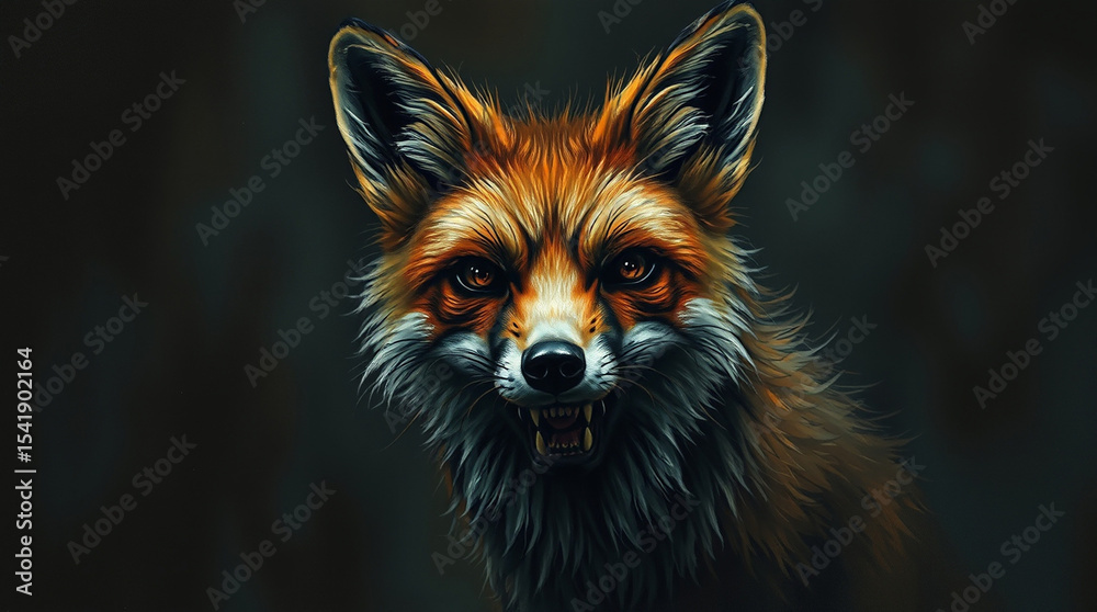 Obraz premium Fox, red fox, wild animal illustration 