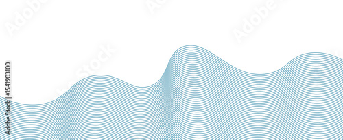 Abstract background with wavy blue lines on a white background. The blue lines create a flowing, textured pattern on the white surface. Minimal abstract gradient wavy line vector background