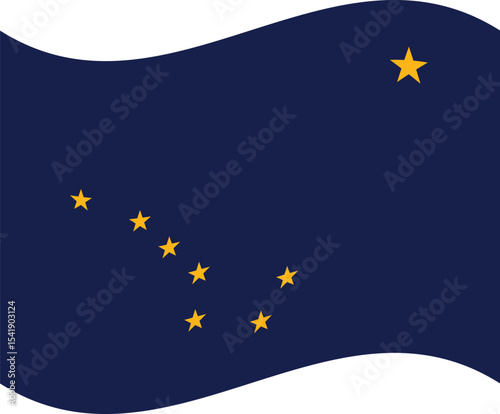 Alaska flag in waving. Flag of Alaska state.