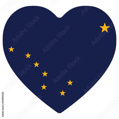 Alaska flag. Flag of Alaska state in heart shape