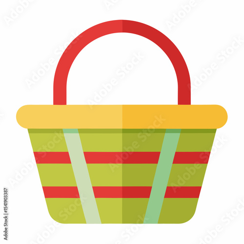 Picnic Basket Vector – Generative AI & Linocut Silhouette Illustration for Summer Outings