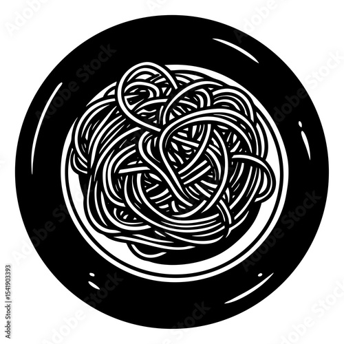 Spaghetti Vector Art – Generative AI and Linocut Silhouette Pasta Design