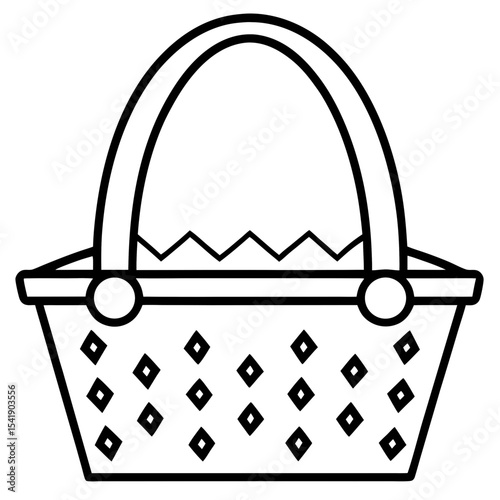 Picnic Basket Vector – Generative AI & Linocut Silhouette Illustration for Summer Outings