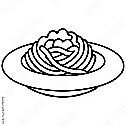 Spaghetti Vector Art – Generative AI and Linocut Silhouette Pasta Design