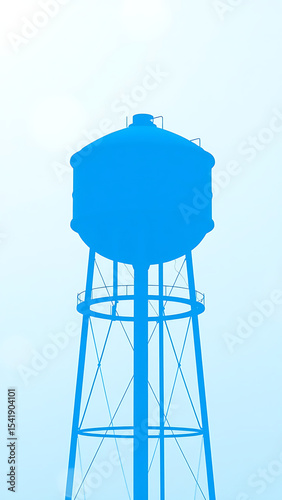Water tower icon illustration with elevated storage tank structure clean blue silhouette isolated on