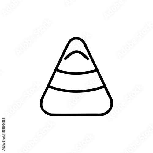 Black Outline Drawing of a Triangular Candy Corn Halloween Treat with Three Horizontal Stripes Handmade Autumn Design Element