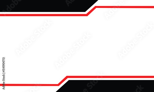 Minimalist geometric banner with bold black edges and red outlined borders on a white background. Ideal for flyers, headers, presentations, or corporate branding materials.