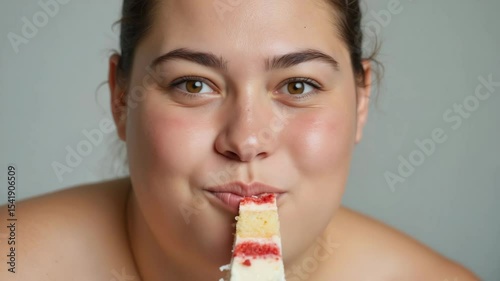 Young woman gives up sweets, remembering about diet