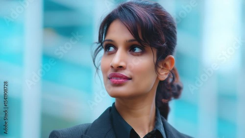 Woman in thoughtful pose outdoors