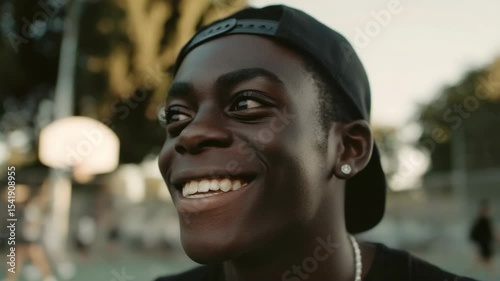 Young man smiling outdoors