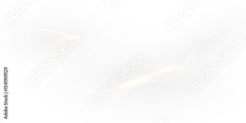 Glowing golden beam curves with sparkle and twirl in a dynamic, futuristic flare. Perfect for vector light effects, magic, and luxury visuals with a transparent background.
