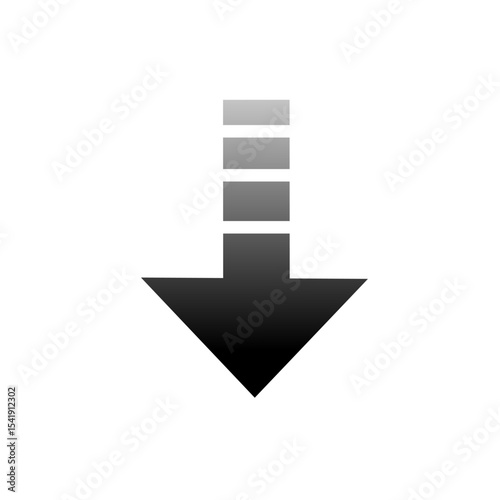 dotted down arrow illustration vector. down arrow icon with black gradient color. Download icon.