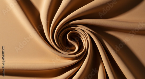 Luxurious Beige Fabric Texture Swirling Drape and Smooth Surface