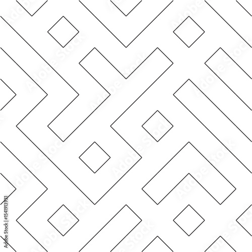 Abstract geometric seamless pattern black lines
