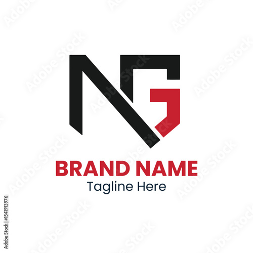 A logo featuring the letters ng in black and red with brand name and tagline on a white background