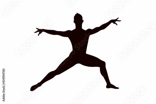 High-Quality Black Silhouette of a Gymnast Jumping Vector Graphic