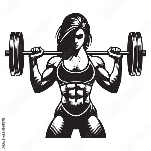 femal bodybuilder Lifting Weights clipart, funny Gym silhouette, exercise work out illustration, bodybuilder design sublimation
