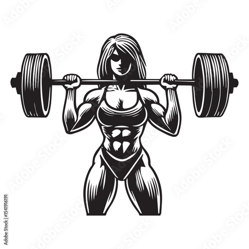 femal bodybuilder Lifting Weights clipart, funny Gym silhouette, exercise work out illustration, bodybuilder design sublimation
