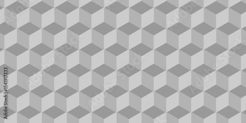 Abstract square white and gray grid tiles cubic square shape backdrop texture. cube geometric wall and floor vector diamond hexagon triangle wallpaper background.	