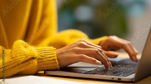 Close-up of hands typing on a laptop
