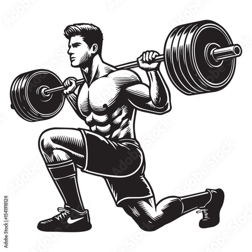 bodybuilder Lifting Weights clipart, funny Gym silhouette, exercise work out illustration, bodybuilder design sublimation
