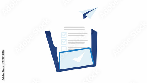 Workflow Process Complete Successful Document Management File Checkmarks Business Planning Vector Illustration Paper