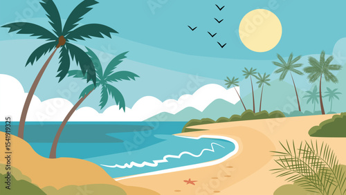Coastal scenery with shoreline, sand, and natural elements, conveying a sense of calm and relaxation