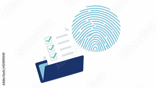 Identity Verification Process Digital Fingerprint Scan with Compliance Checklist Secure Document Folder Biometric