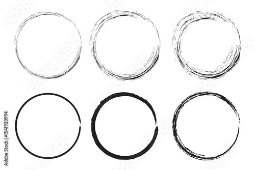 Black Circle Brush Zen, Enzo Logo, Sign, Icon Set Vector Illustration Template 