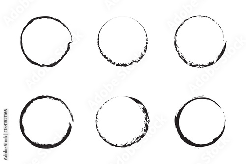 Black Circle Brush Zen, Enzo Logo, Sign, Icon Set Vector Illustration Template 