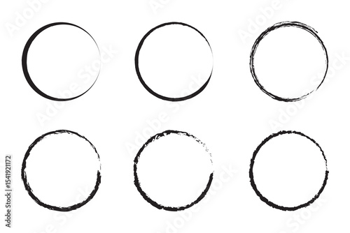 Black Circle Brush Zen, Enzo Logo, Sign, Icon Set Vector Illustration Template 
