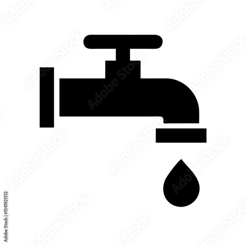 Icon of Water Faucet with Dripping Drop for Plumbing Blogs, Environmental Awareness, Home Improvement Websites, and Educational Content  
